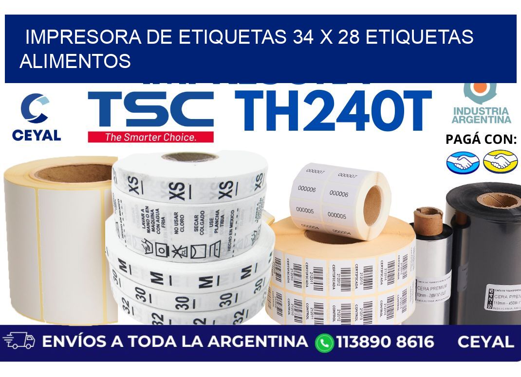 impresora de etiquetas 34 x 28 etiquetas alimentos