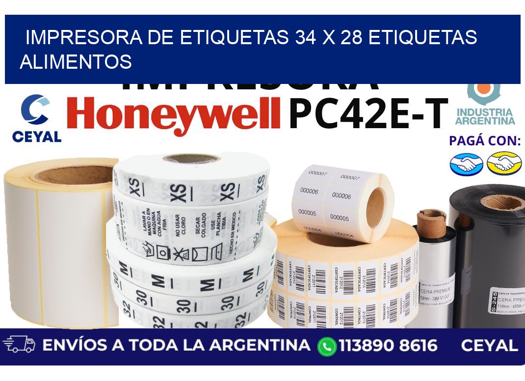 impresora de etiquetas 34 x 28 etiquetas alimentos