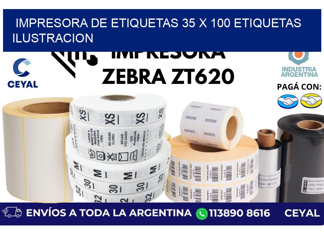 impresora de etiquetas 35 x 100 etiquetas ilustracion