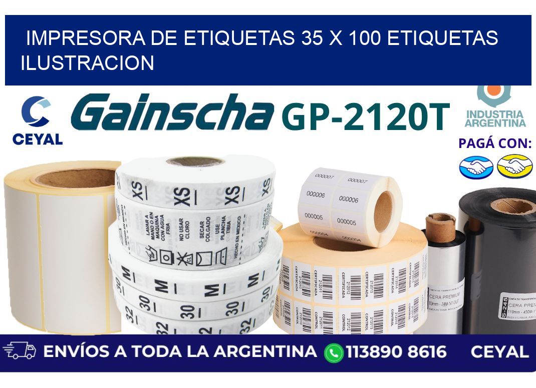 impresora de etiquetas 35 x 100 etiquetas ilustracion