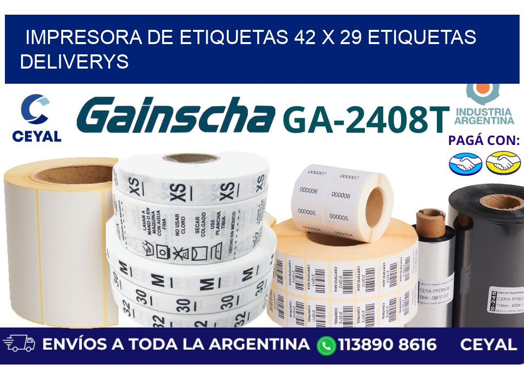 impresora de etiquetas 42 x 29 etiquetas deliverys
