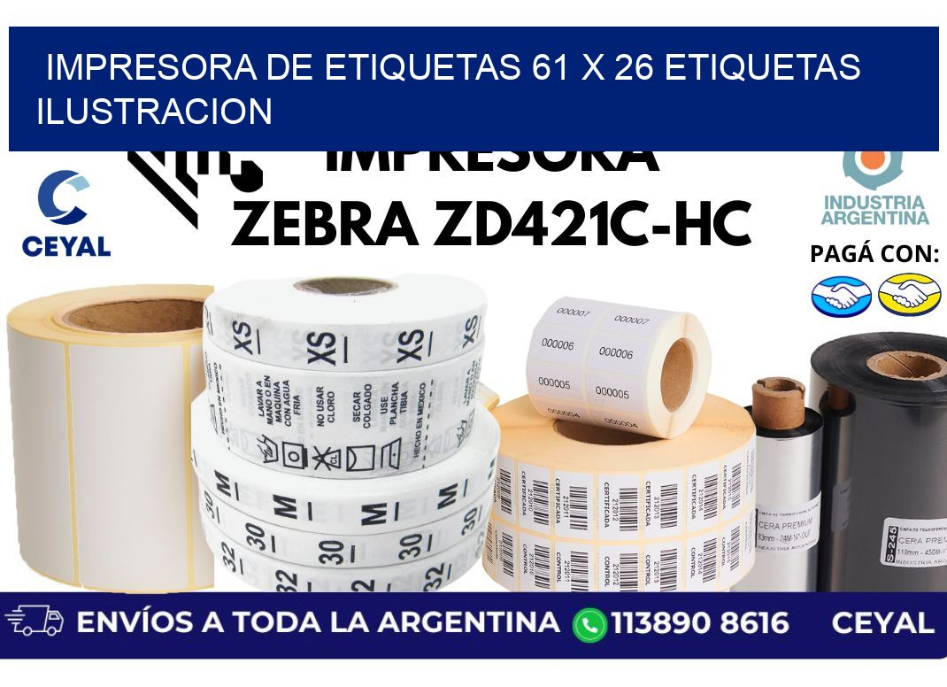 impresora de etiquetas 61 x 26 etiquetas ilustracion