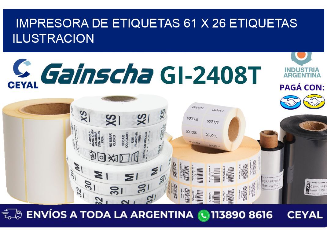impresora de etiquetas 61 x 26 etiquetas ilustracion
