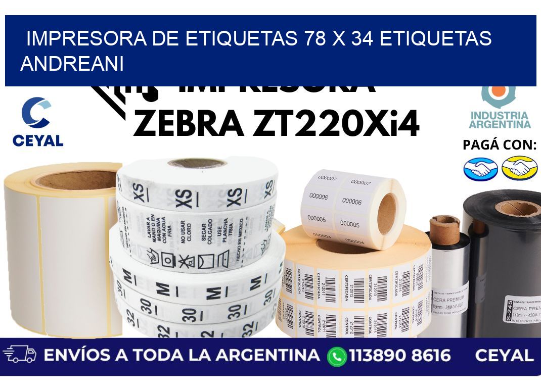 impresora de etiquetas 78 x 34 etiquetas andreani