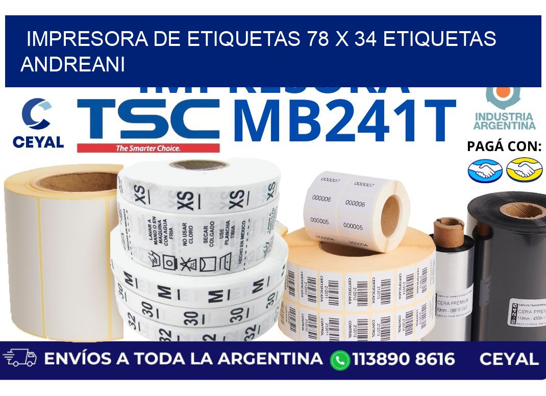 impresora de etiquetas 78 x 34 etiquetas andreani