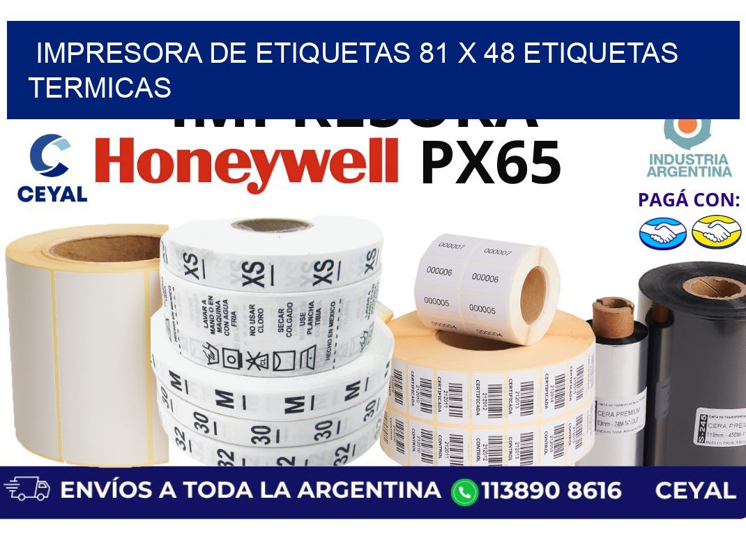 impresora de etiquetas 81 x 48 etiquetas termicas