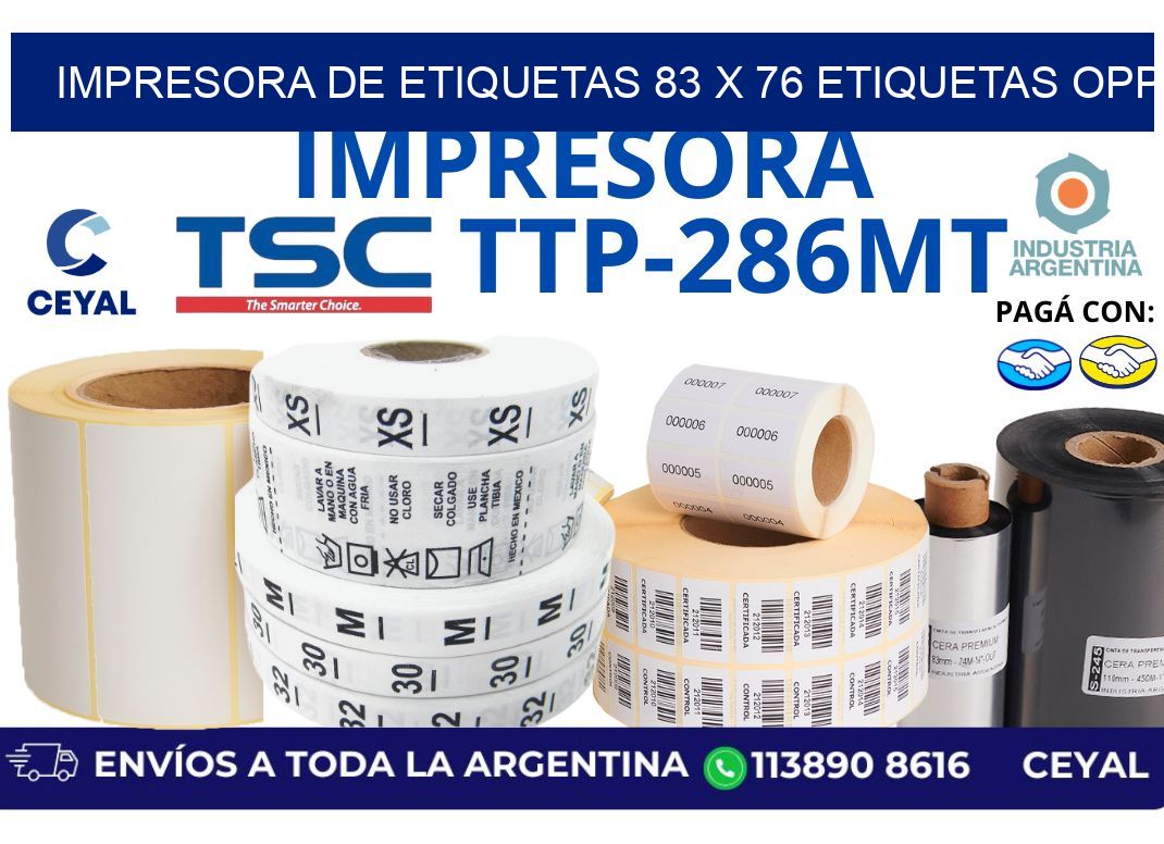 impresora de etiquetas 83 x 76 etiquetas opp