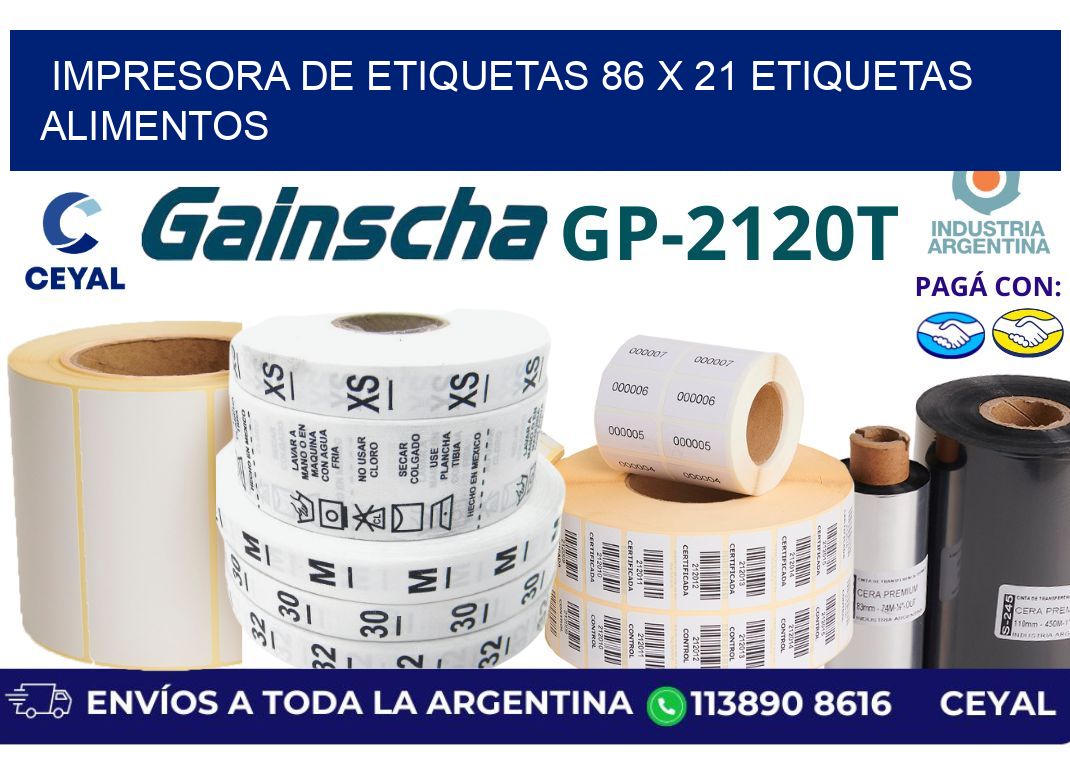 impresora de etiquetas 86 x 21 etiquetas alimentos