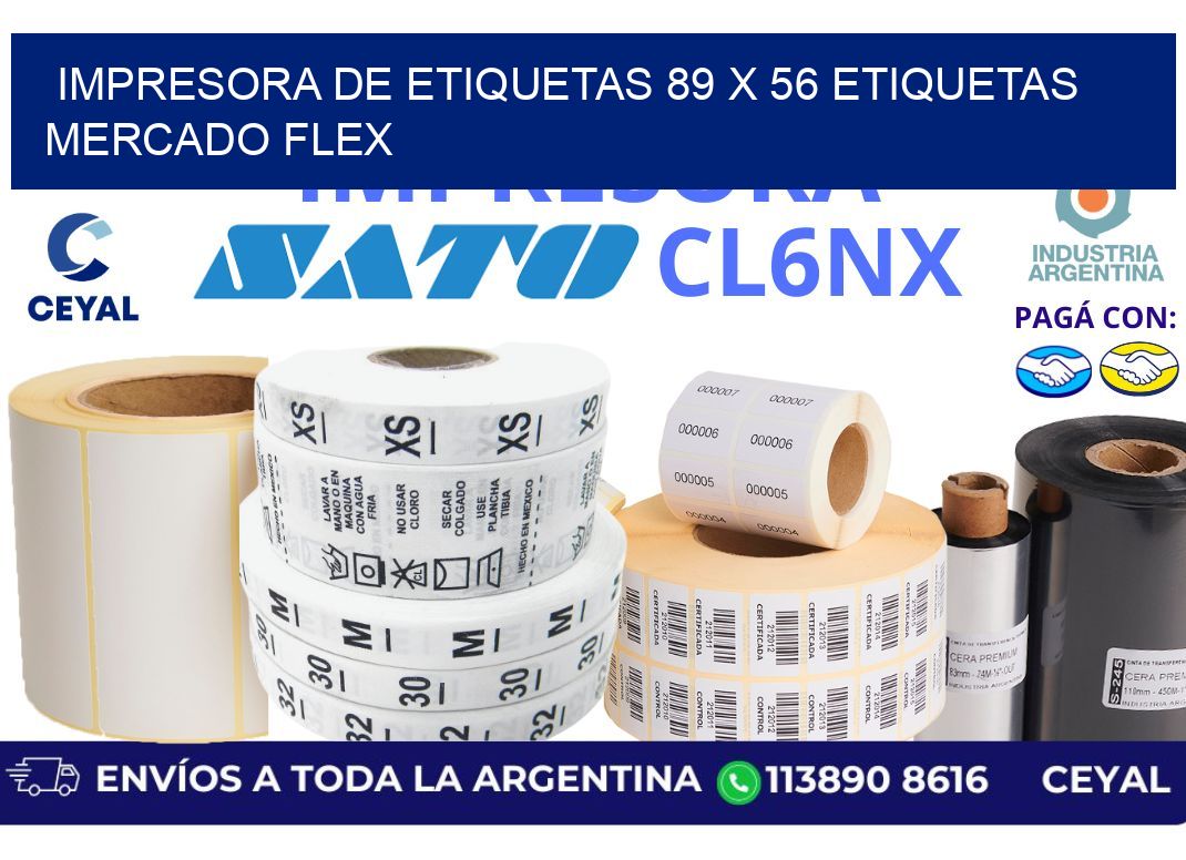 impresora de etiquetas 89 x 56 etiquetas mercado flex