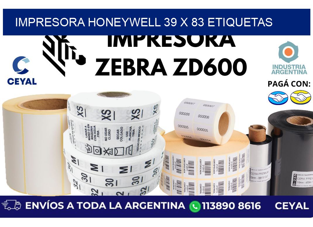 impresora honeywell 39 x 83 etiquetas