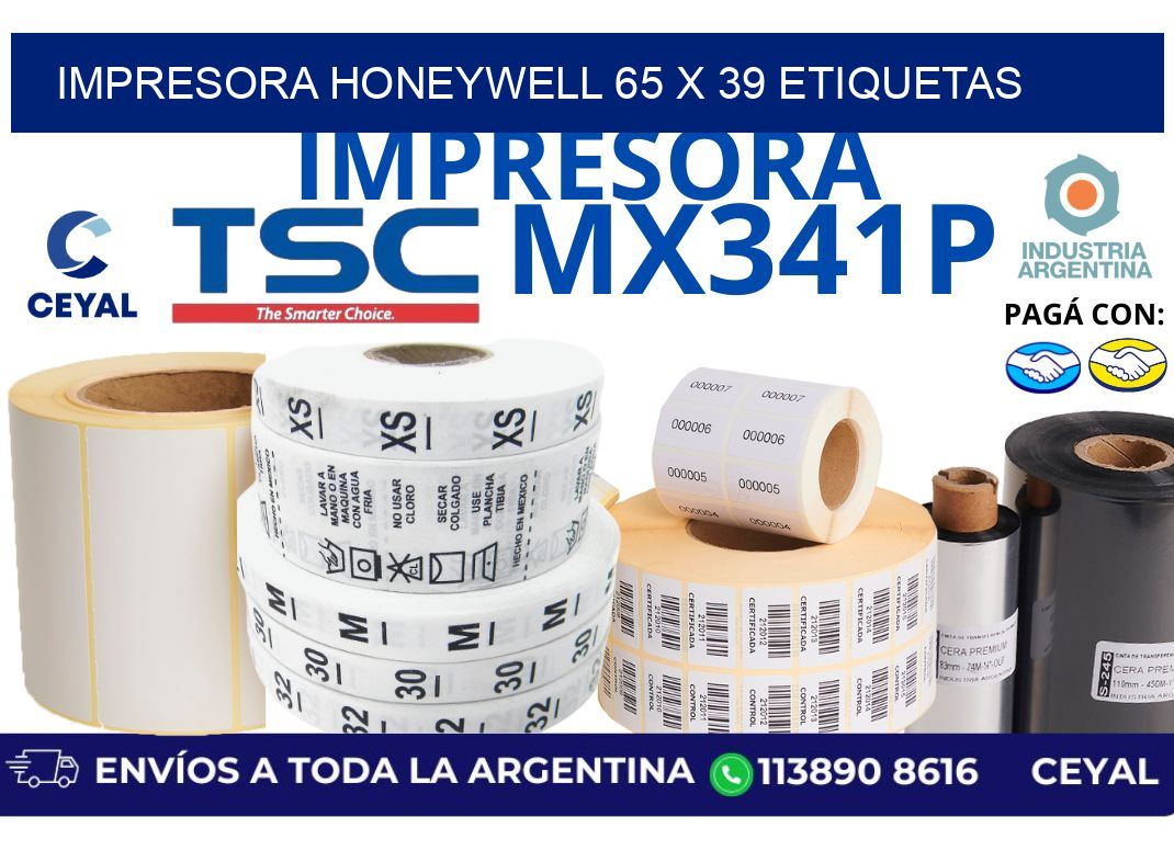 impresora honeywell 65 x 39 etiquetas