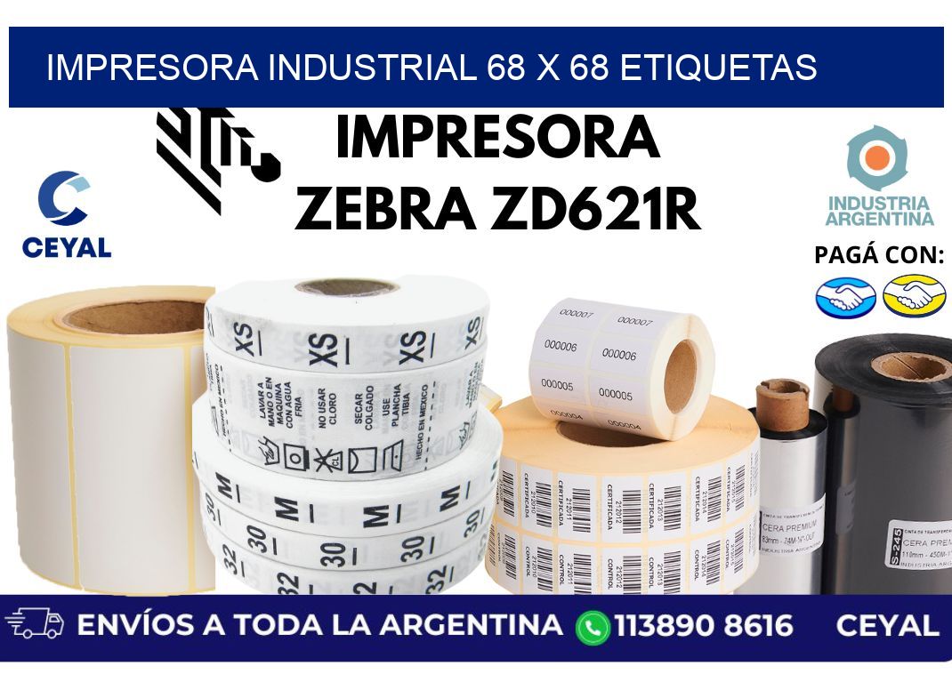 impresora industrial 68 x 68 etiquetas