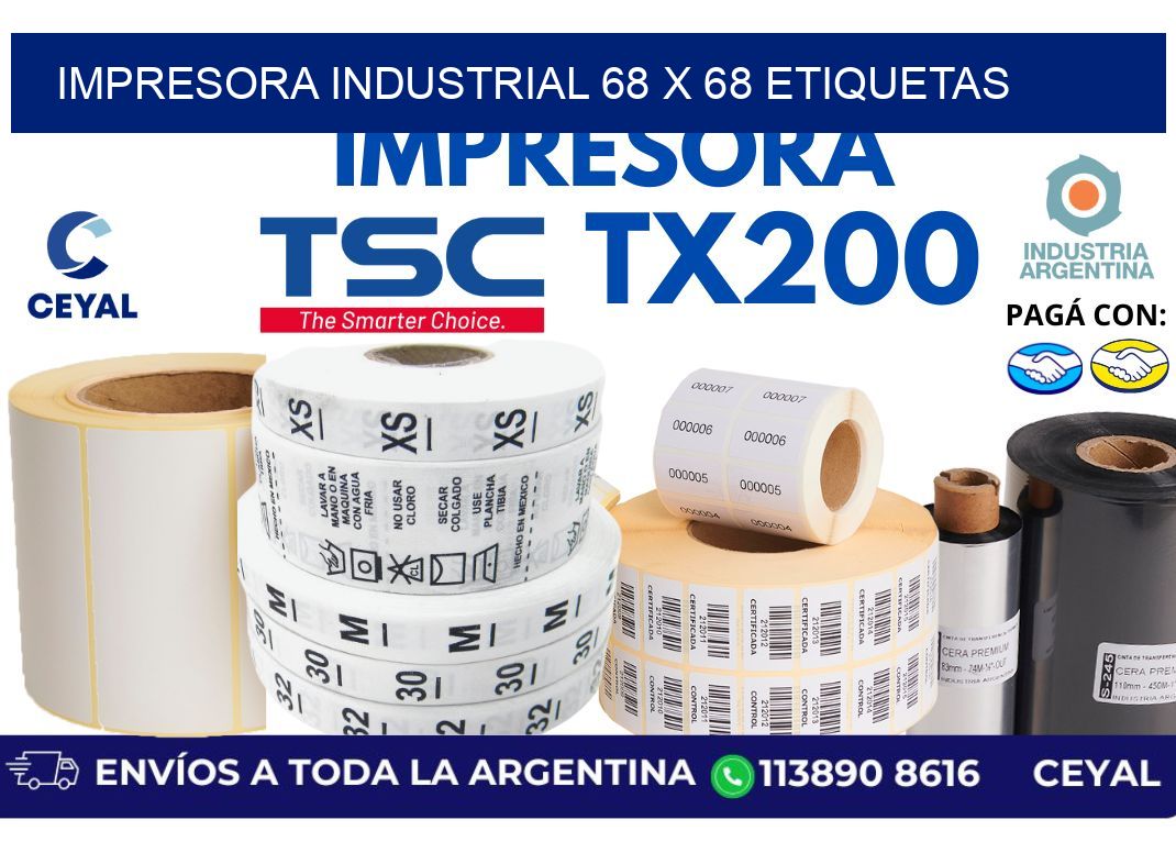 impresora industrial 68 x 68 etiquetas