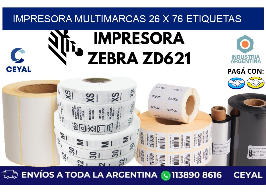 impresora multimarcas 26 x 76 etiquetas