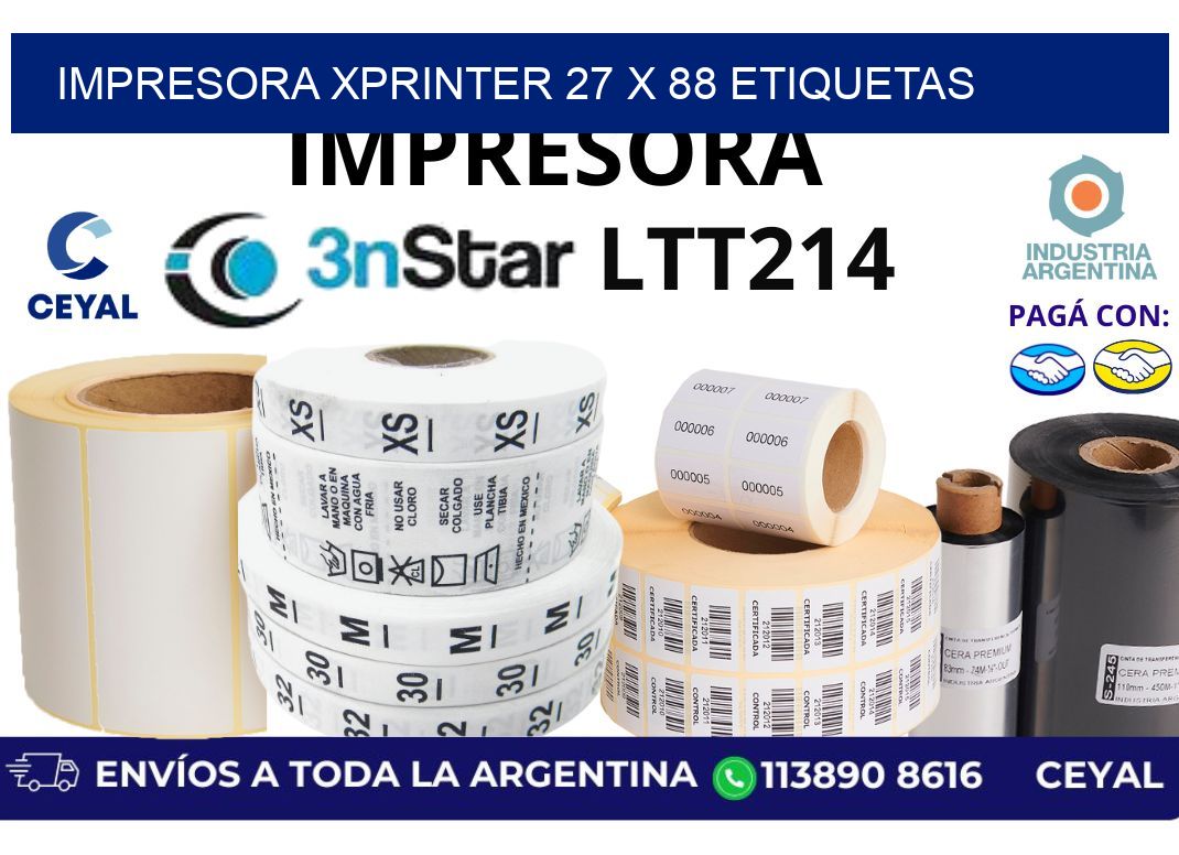 impresora xprinter 27 x 88 etiquetas