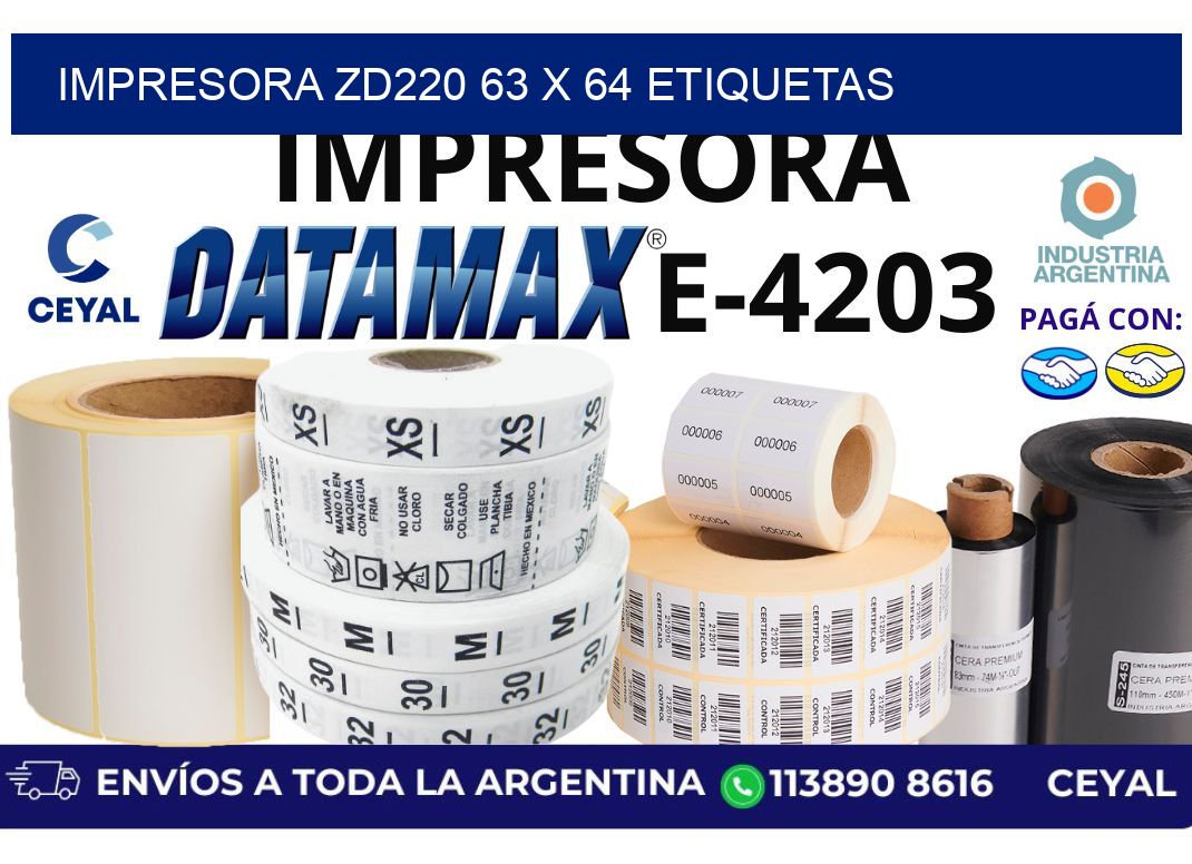 impresora zd220 63 x 64 etiquetas