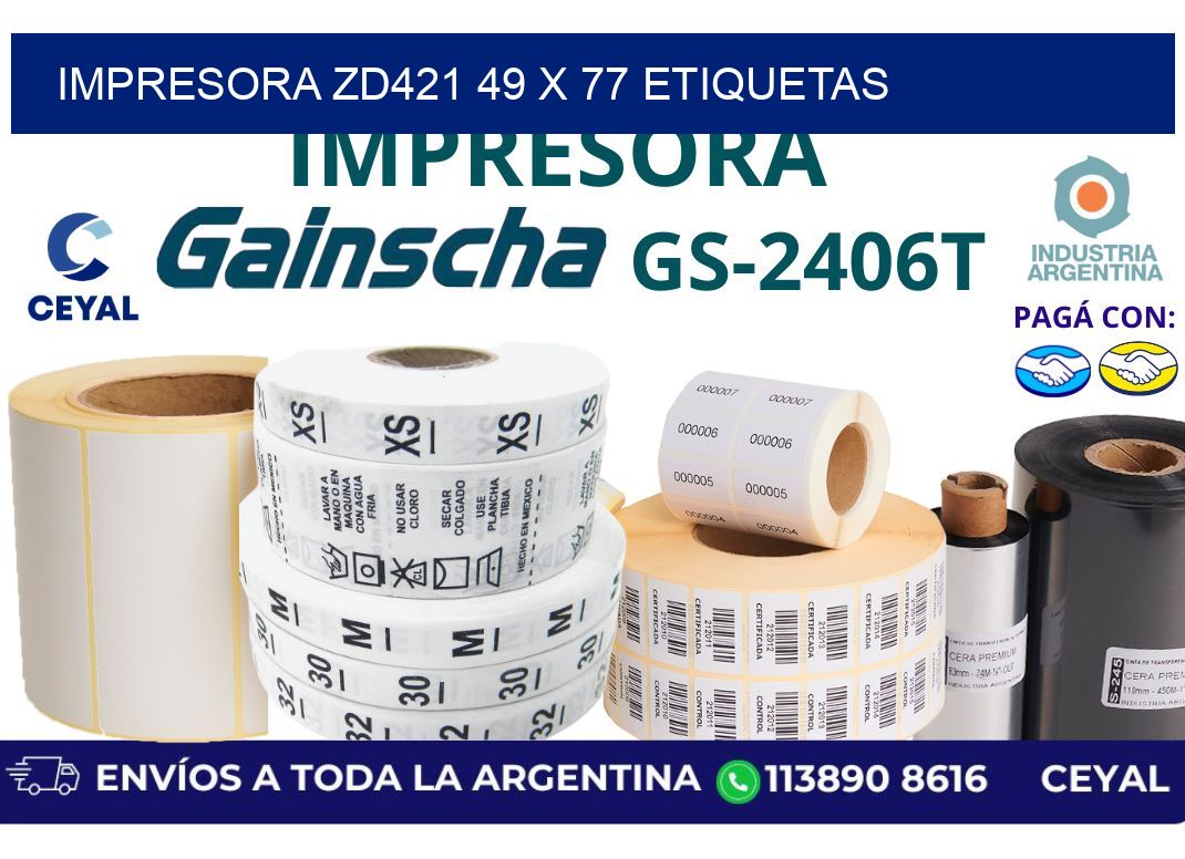 impresora zd421 49 x 77 etiquetas