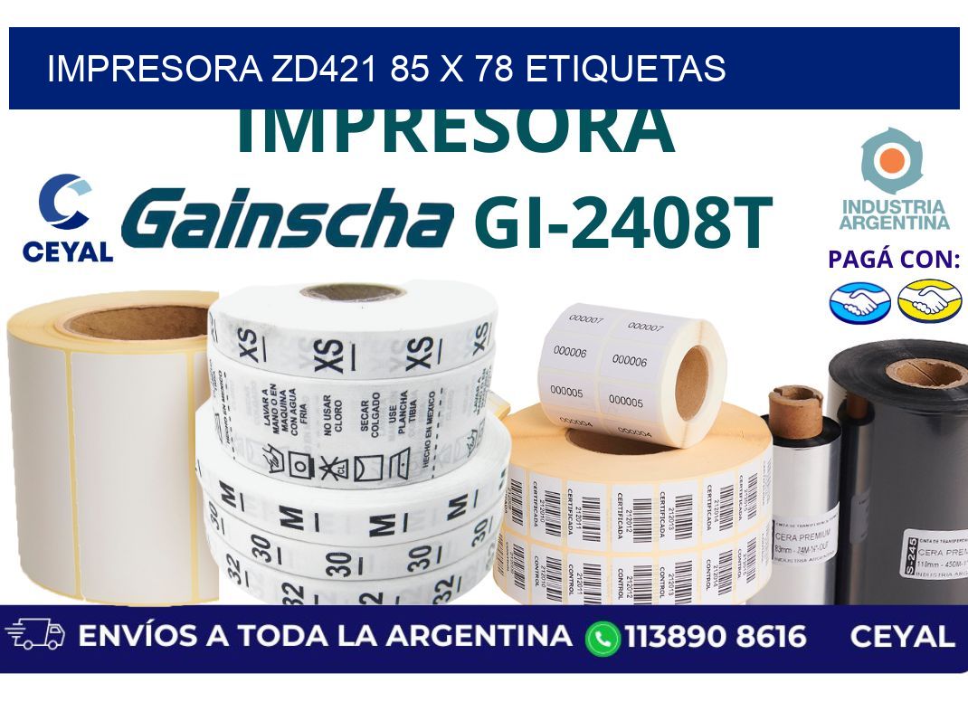 impresora zd421 85 x 78 etiquetas