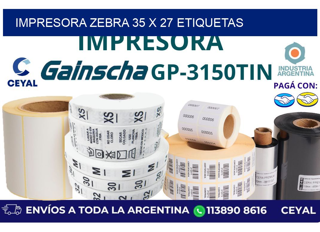 impresora zebra 35 x 27 etiquetas