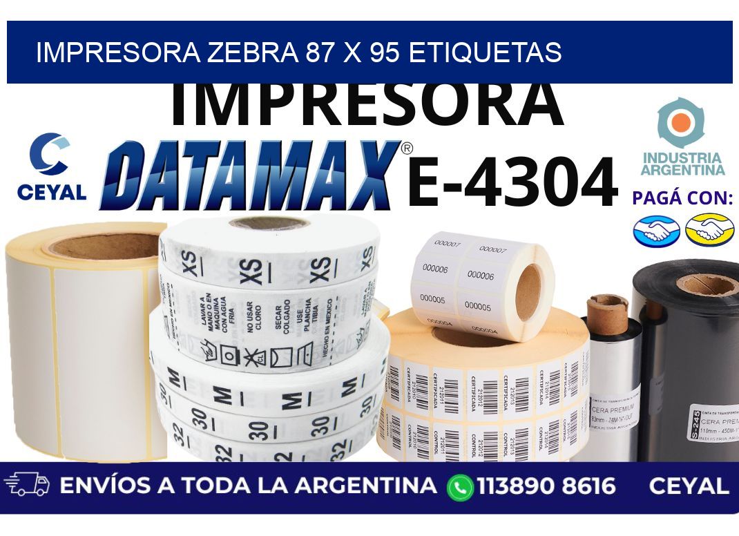impresora zebra 87 x 95 etiquetas