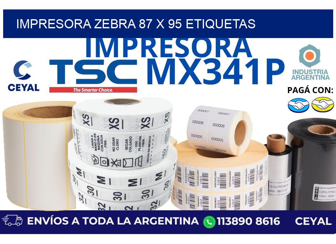 impresora zebra 87 x 95 etiquetas