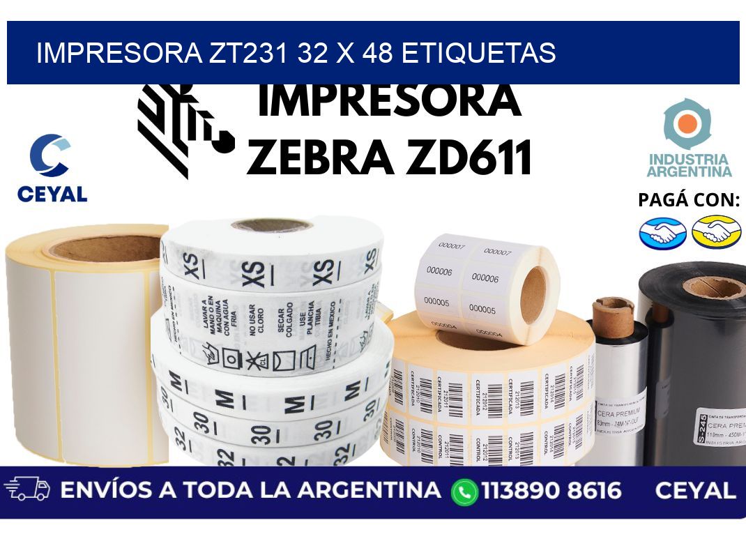 impresora zt231 32 x 48 etiquetas