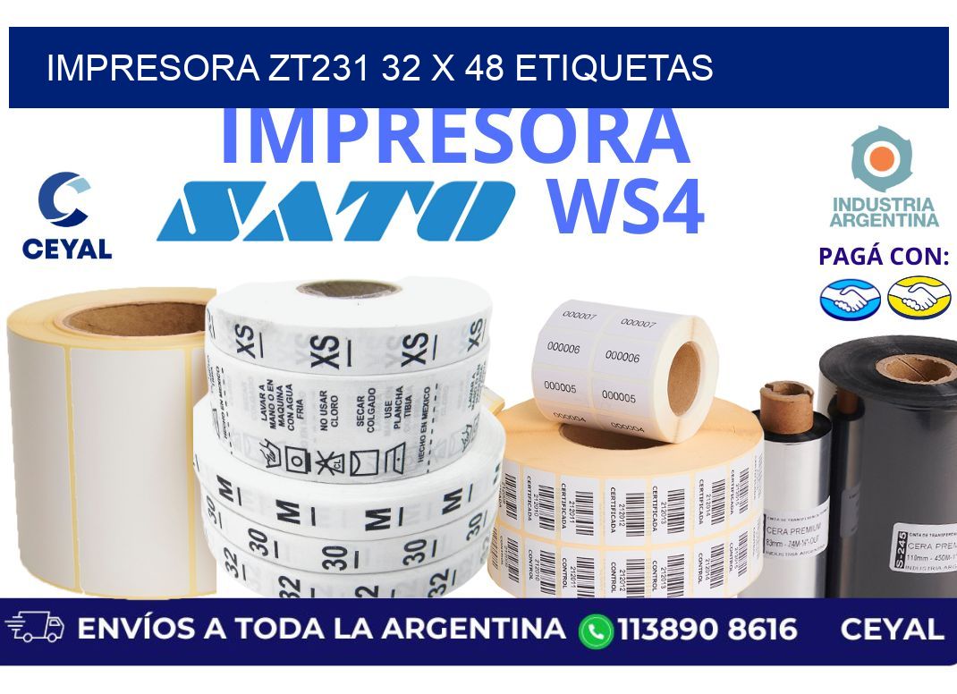 impresora zt231 32 x 48 etiquetas
