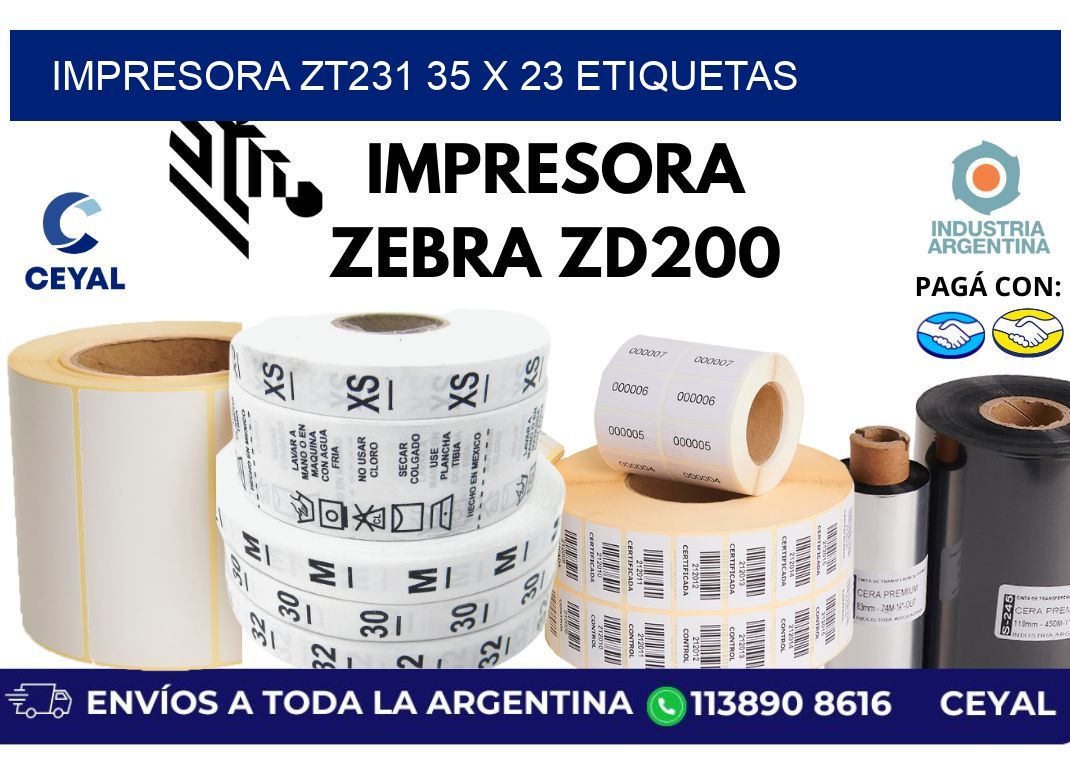 impresora zt231 35 x 23 etiquetas