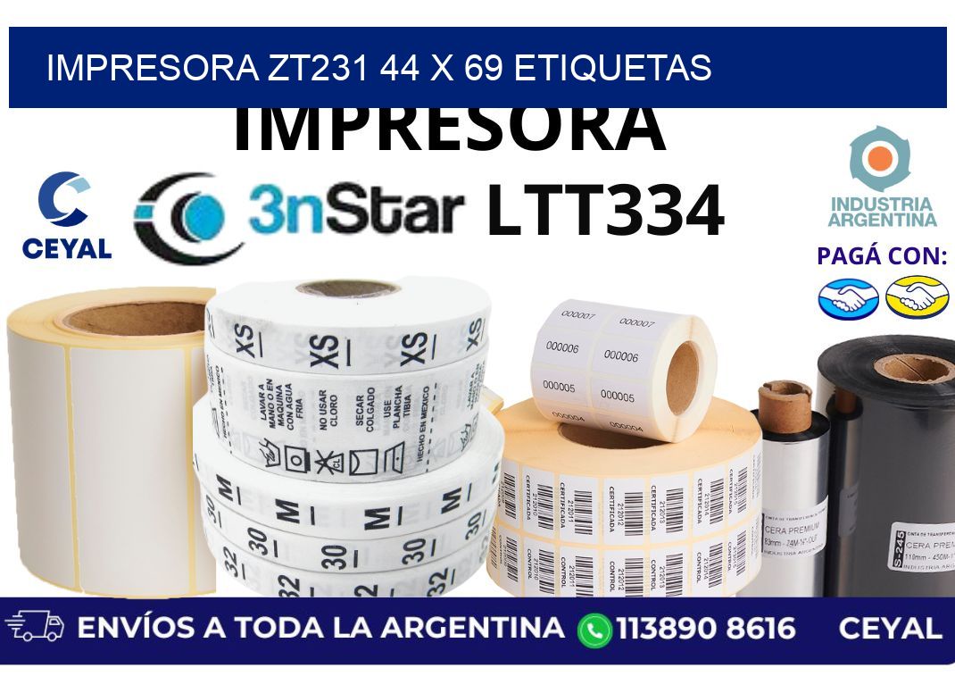 impresora zt231 44 x 69 etiquetas