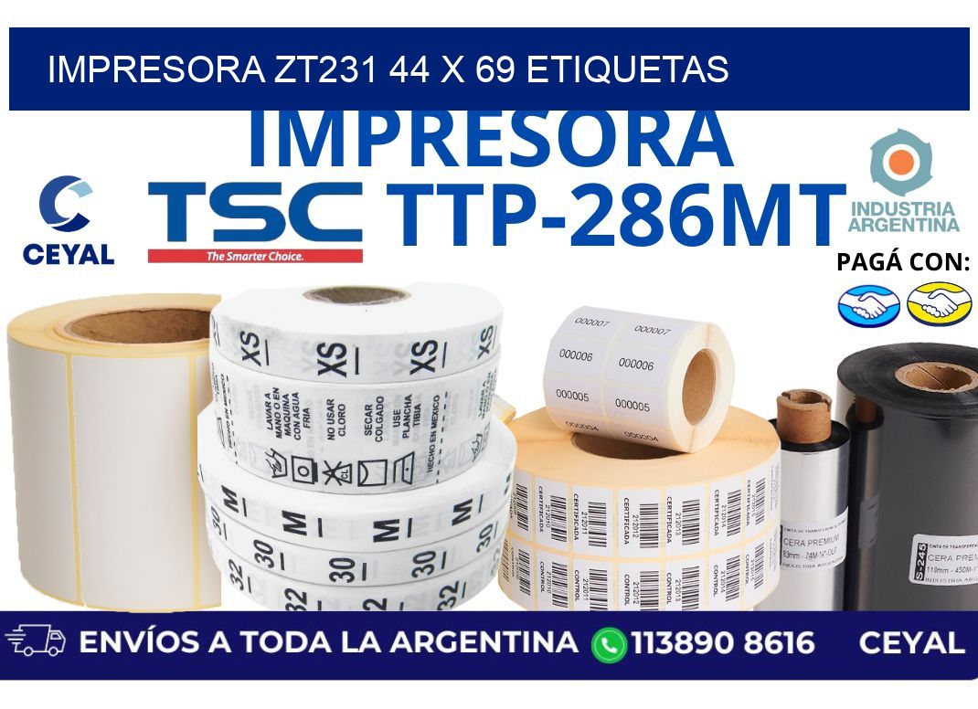 impresora zt231 44 x 69 etiquetas