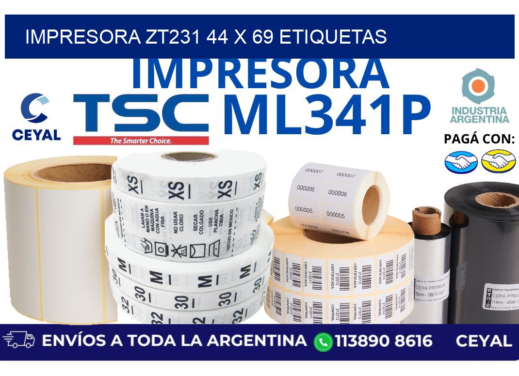 impresora zt231 44 x 69 etiquetas