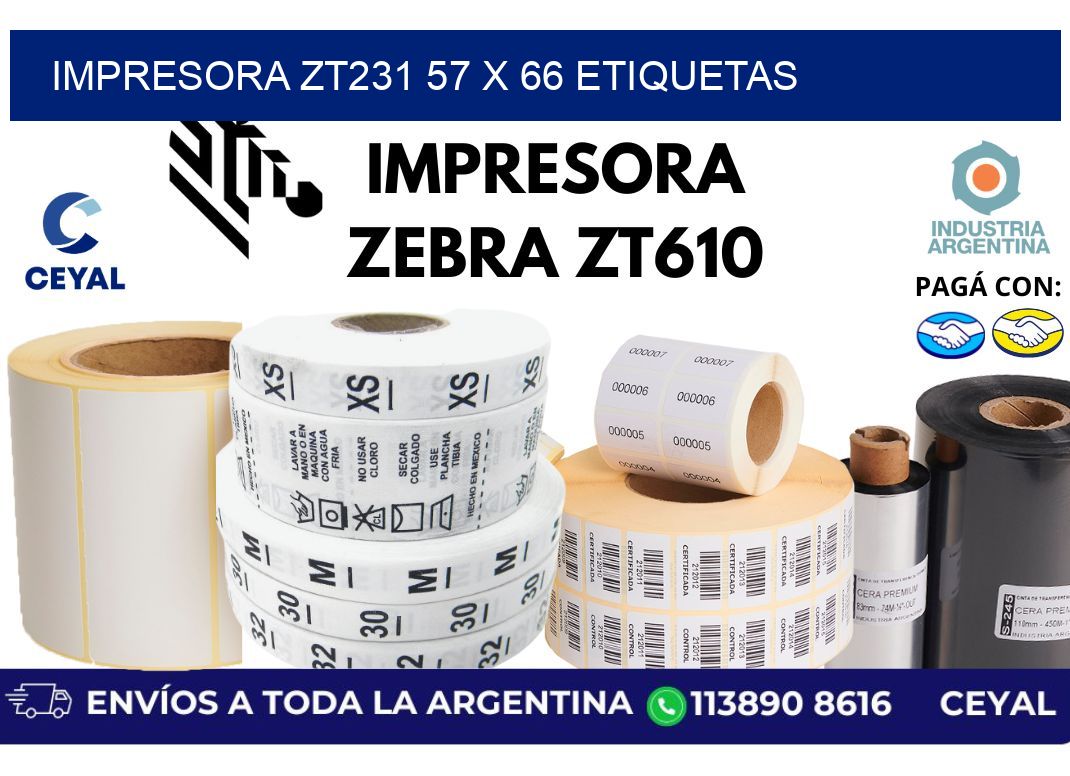 impresora zt231 57 x 66 etiquetas