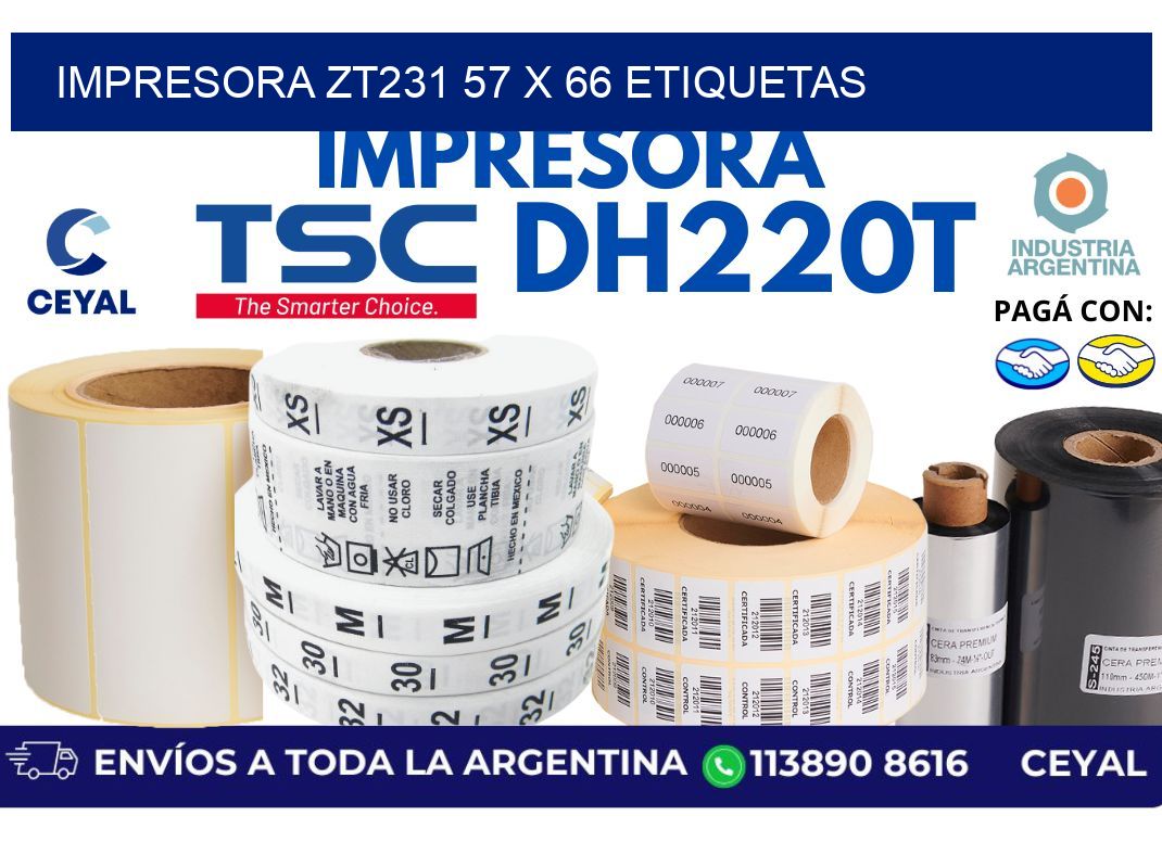 impresora zt231 57 x 66 etiquetas