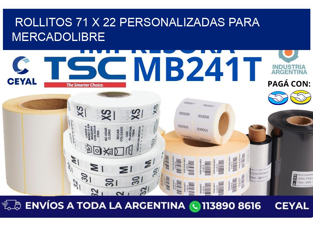 rollitos 71 x 22 personalizadas para mercadolibre
