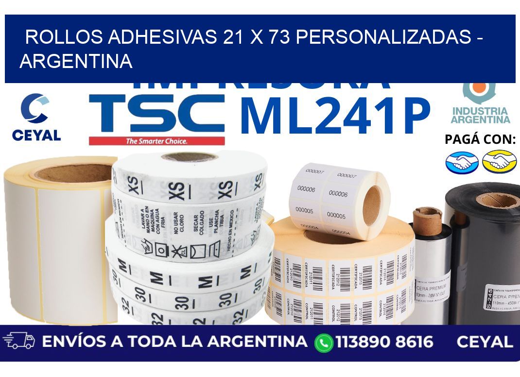 rollos adhesivas 21 x 73 personalizadas - Argentina