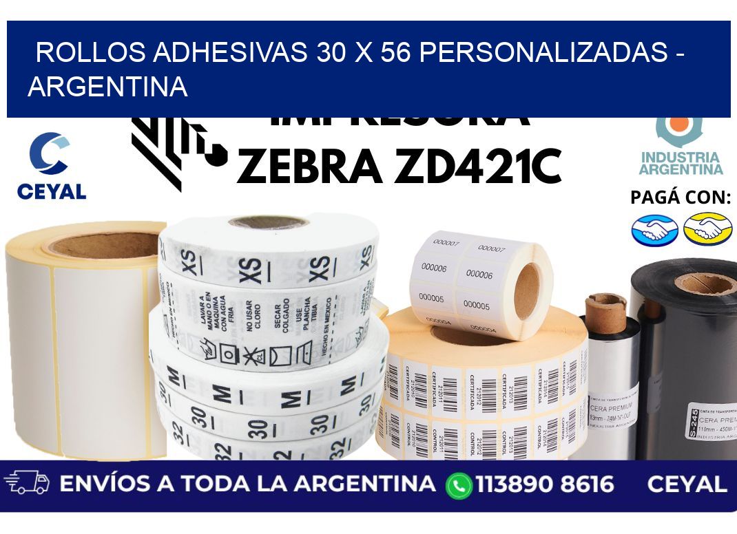 rollos adhesivas 30 x 56 personalizadas - Argentina