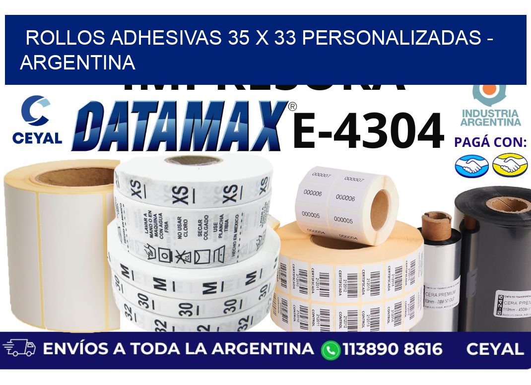 rollos adhesivas 35 x 33 personalizadas - Argentina