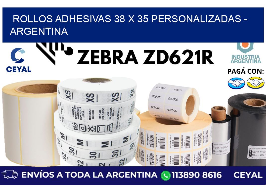 rollos adhesivas 38 x 35 personalizadas – Argentina