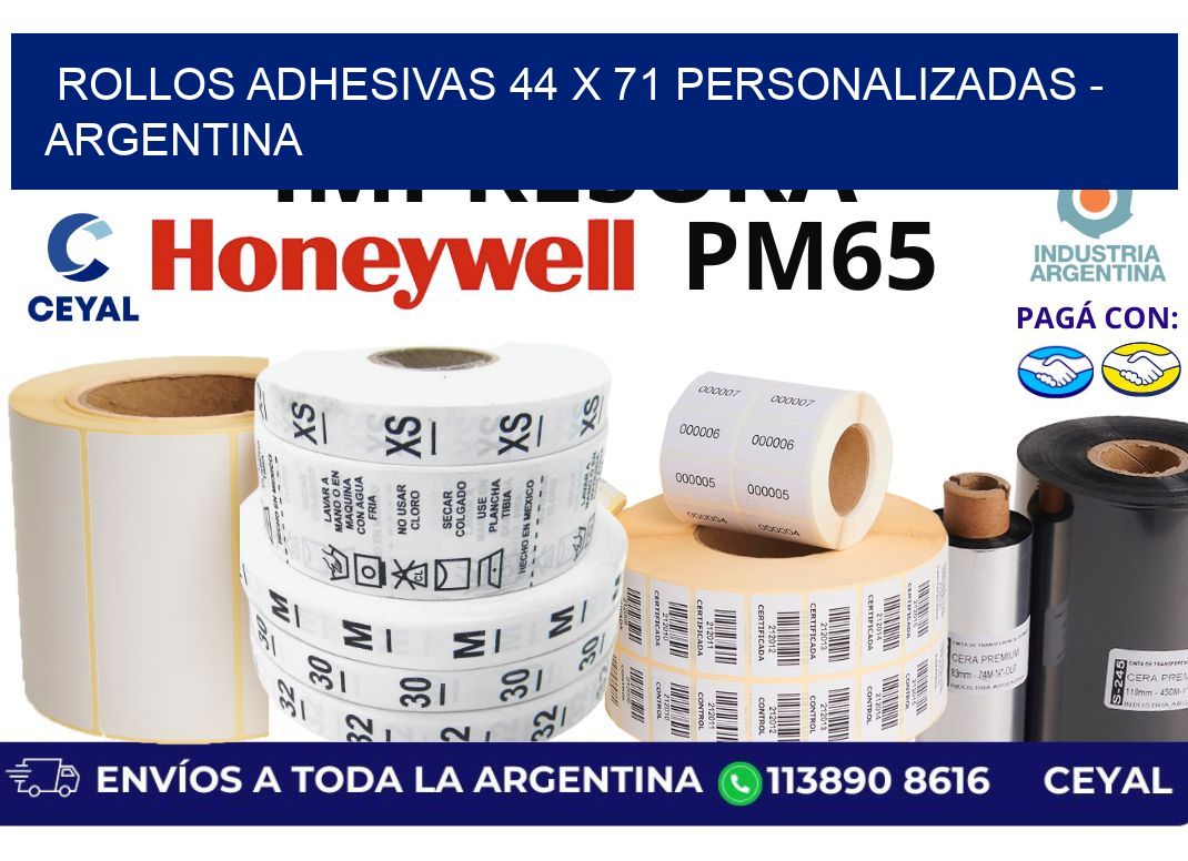 rollos adhesivas 44 x 71 personalizadas - Argentina