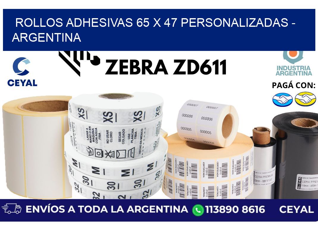 rollos adhesivas 65 x 47 personalizadas - Argentina