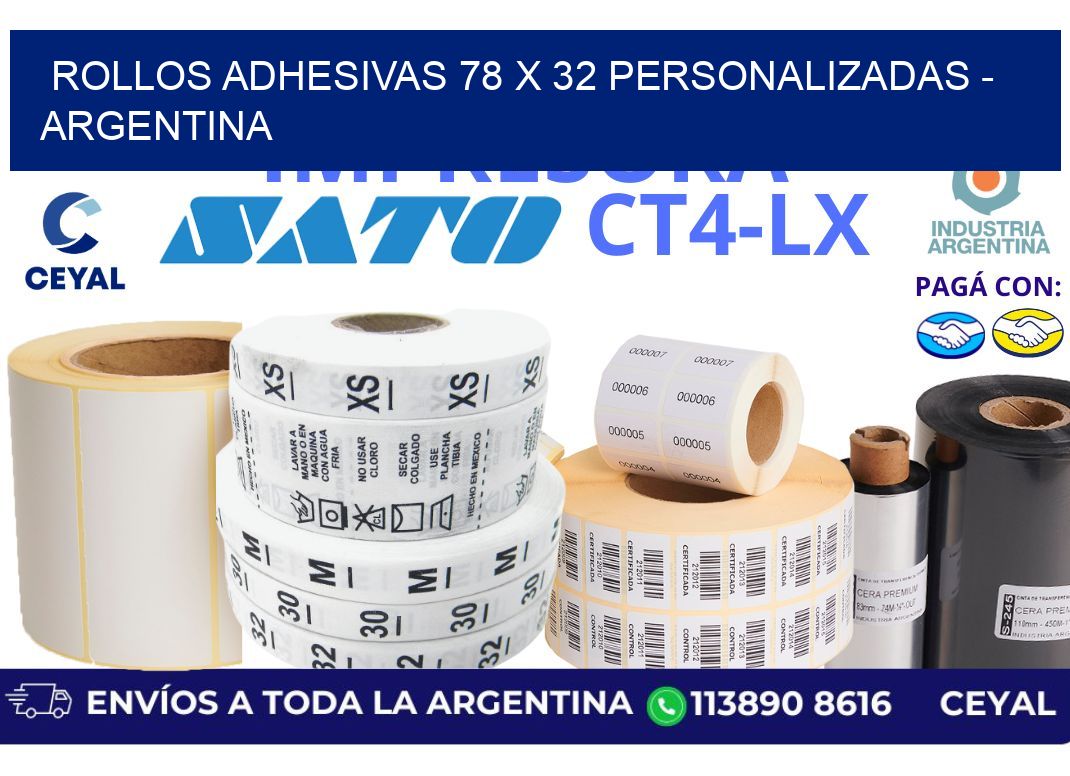 rollos adhesivas 78 x 32 personalizadas - Argentina