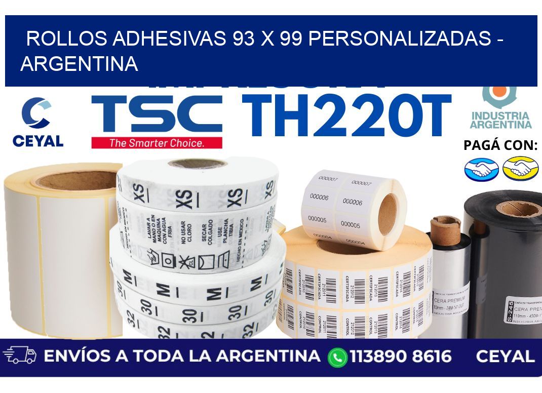 rollos adhesivas 93 x 99 personalizadas - Argentina