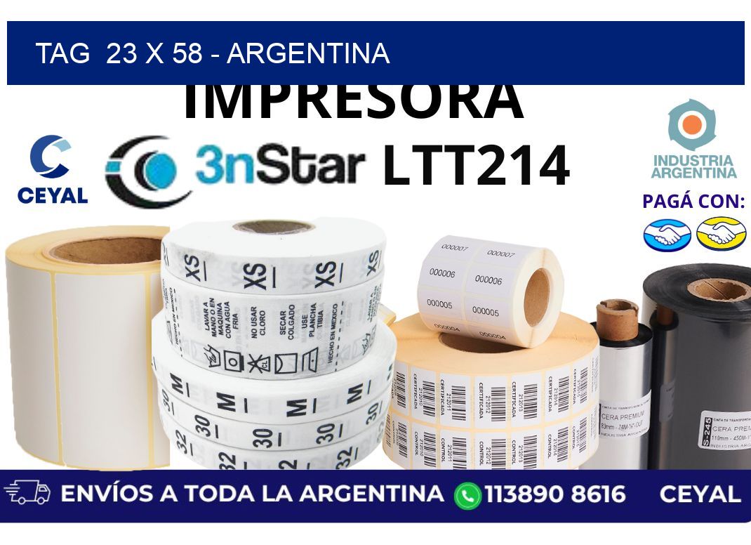 tag  23 x 58 - Argentina