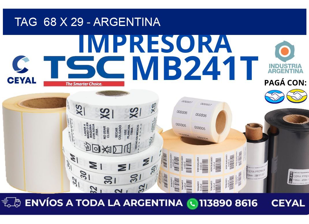 tag  68 x 29 - Argentina