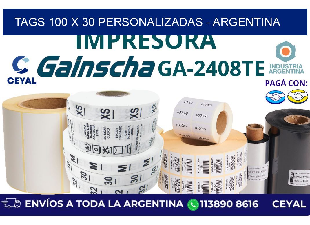 tags 100 x 30 personalizadas - Argentina