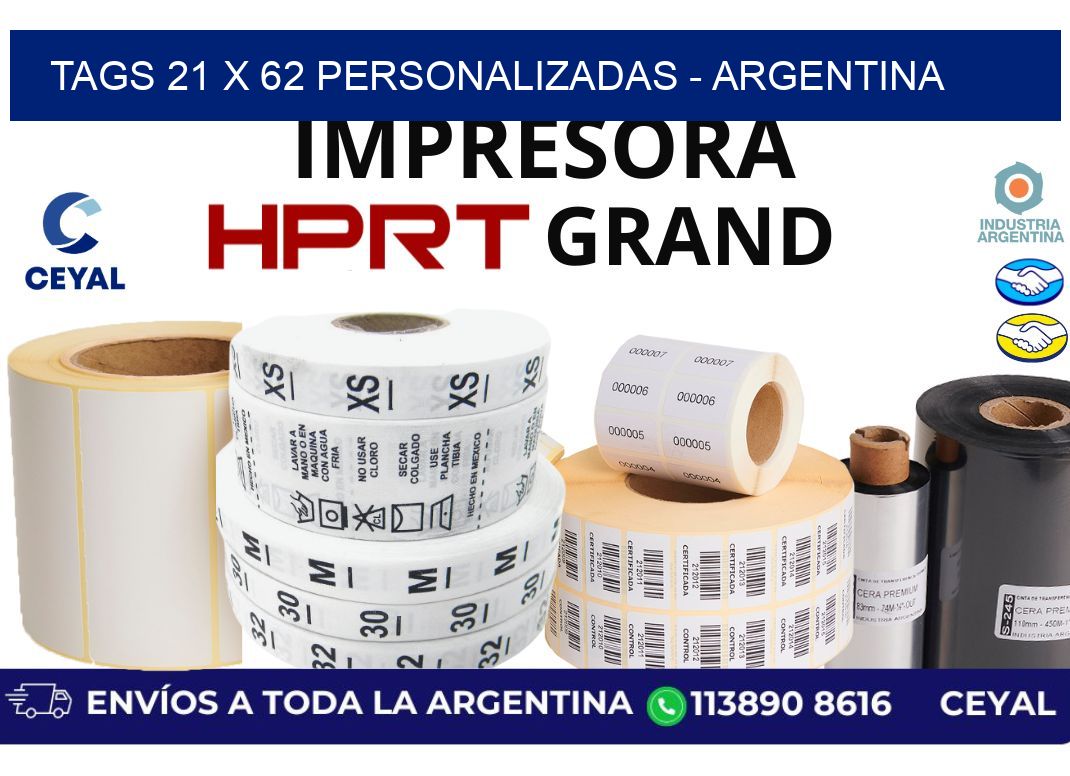 tags 21 x 62 personalizadas - Argentina