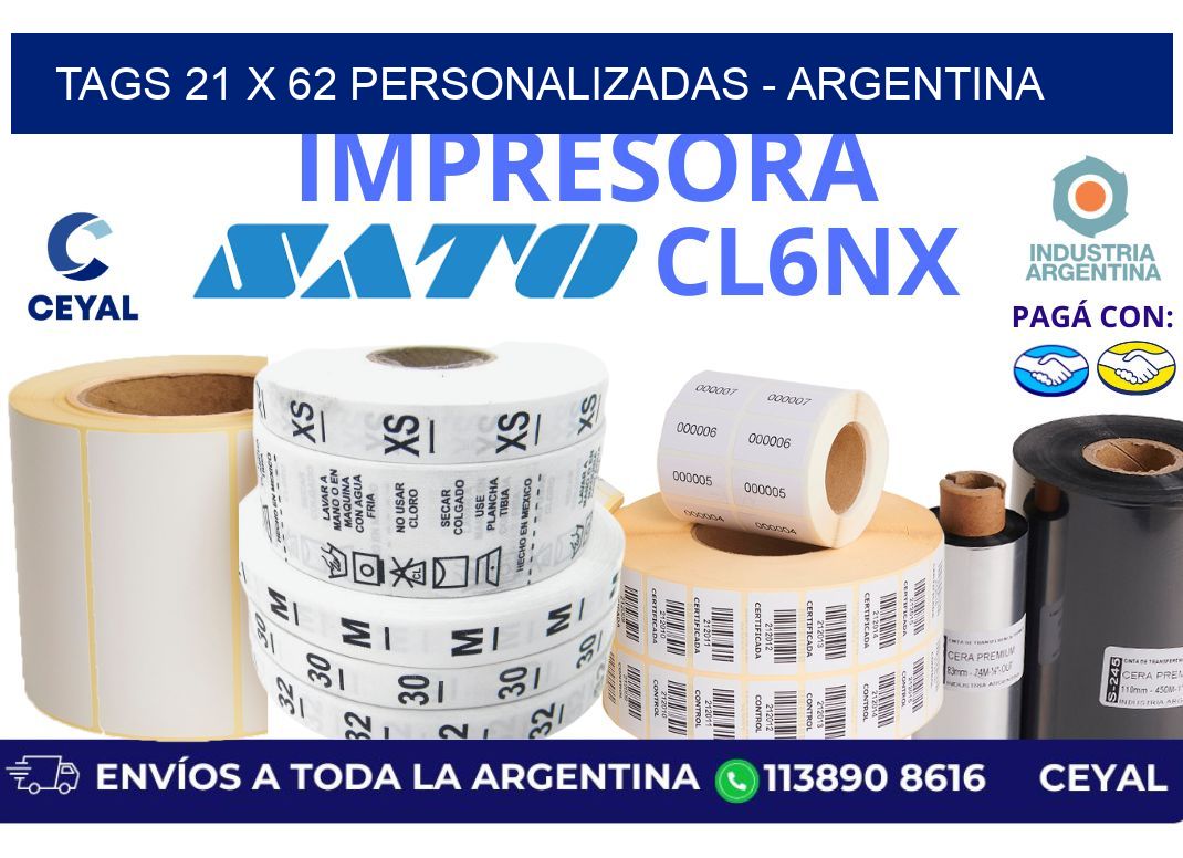 tags 21 x 62 personalizadas - Argentina