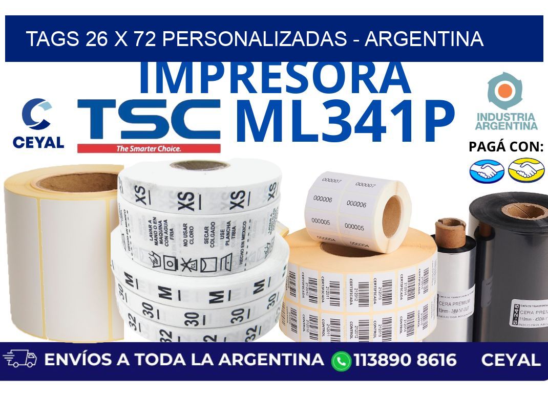 tags 26 x 72 personalizadas - Argentina