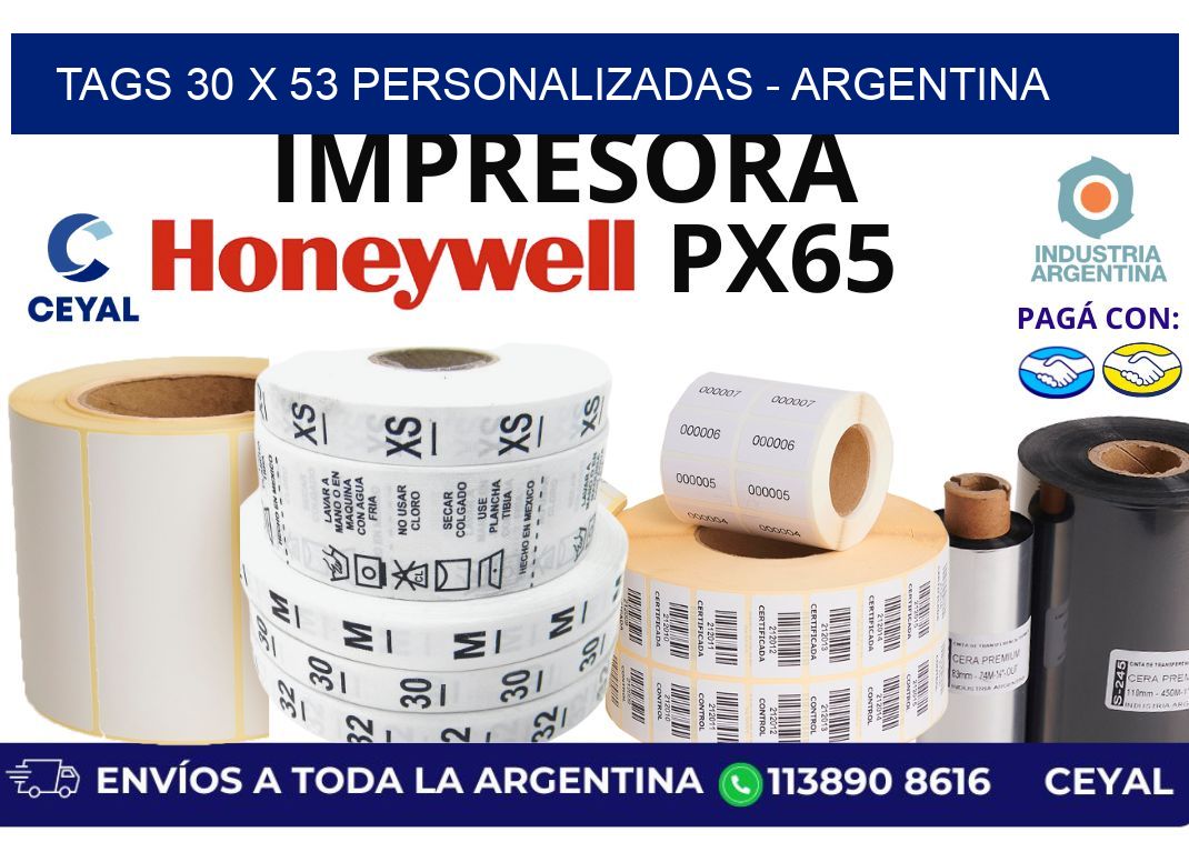 tags 30 x 53 personalizadas - Argentina