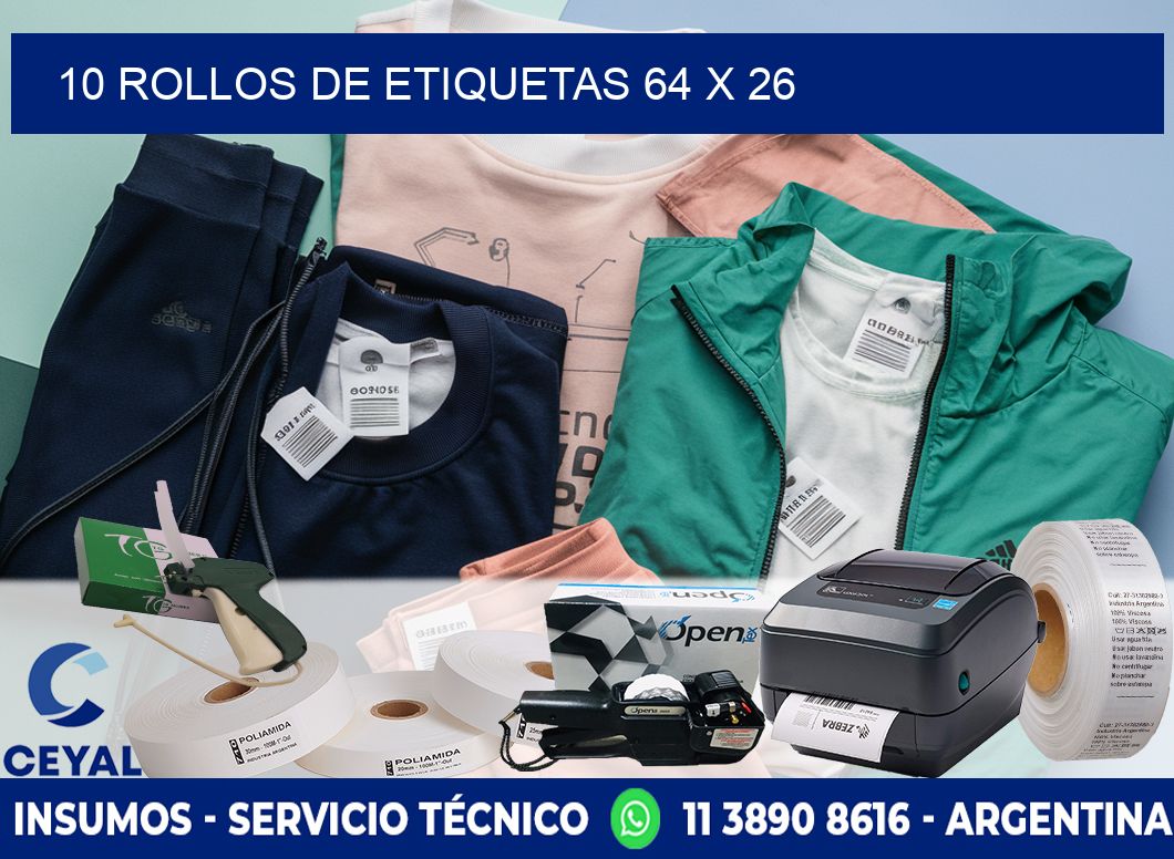10 ROLLOS DE ETIQUETAS 64 x 26